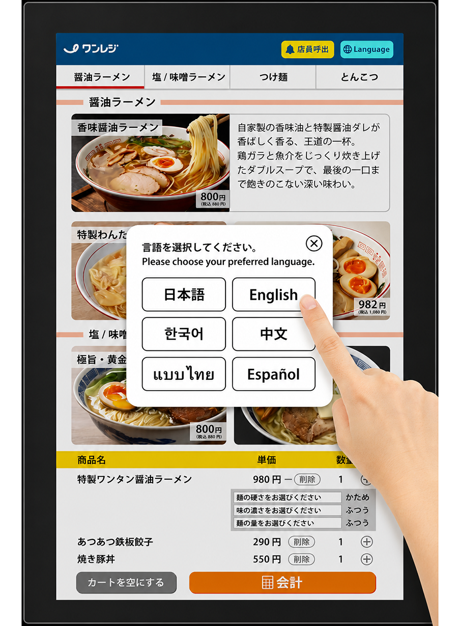 『6か国語のメニュー表』