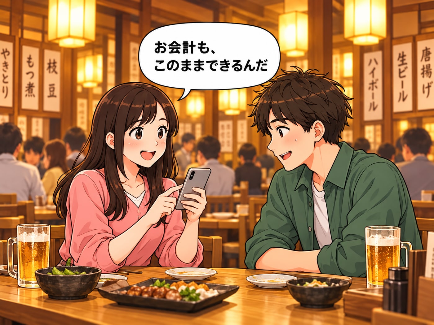 お客様が「お会計も、このままできるんだ」とスマホで会計する