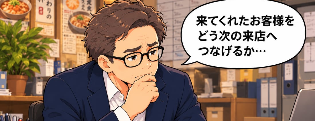 社長が「来てくれたお客様をどう次の来店へつなげるか…」と考えている